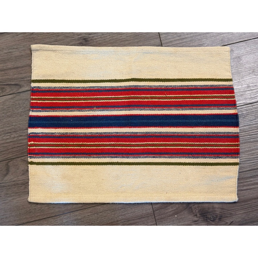 Set of 5 Pottery Barn Wheaton Striped Woven Cotton Table Placemats Cream 14x20
